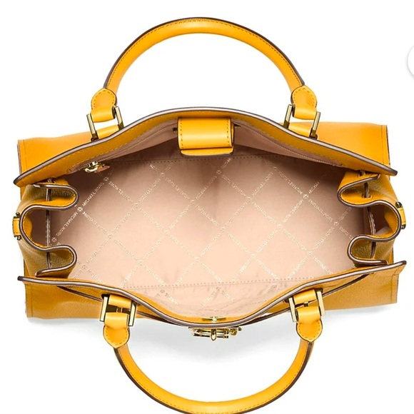 Michael Kors Women's Hamilton Medium Top Zip Leather Satchel (Golden Rod)    NWT - Picture 4 of 16